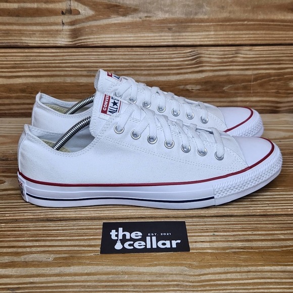 Converse Mens 12 All Star Ox Chuck Taylor White Lace Up Low Top Sneakers - Picture 2 of 9